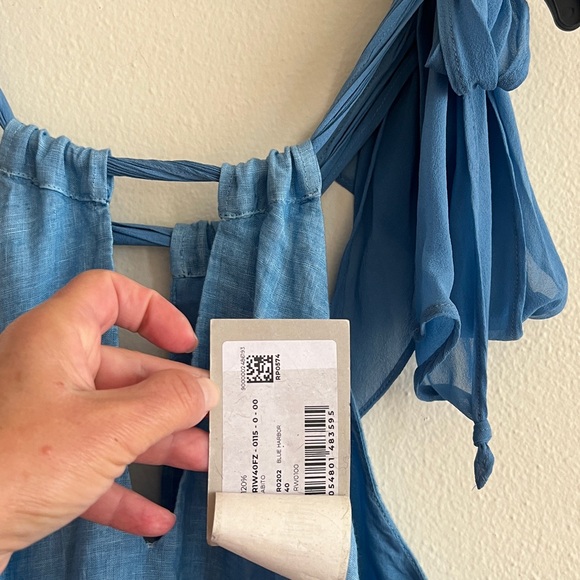 NWT $538 120% Lino Italy design Blue Harbor Sleeveless Maxi Dress Size 40 Bow - Picture 14 of 14